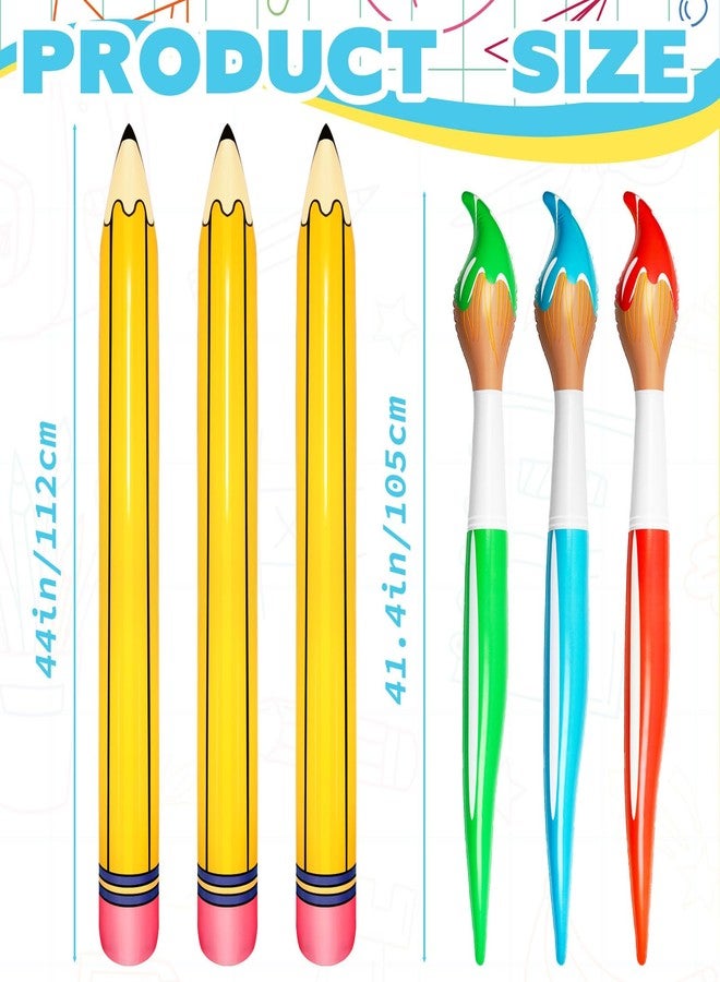 Denylo pro 6 Pcs Inflatable Giant Large Pencils Paint Brush Decoration Set Blow Up Pencils Paint Brush Balloons Funny Hanging Inflatable Decor Inflatable Pool Pencil Float for School Birthday Party Photo Prop - Image 2